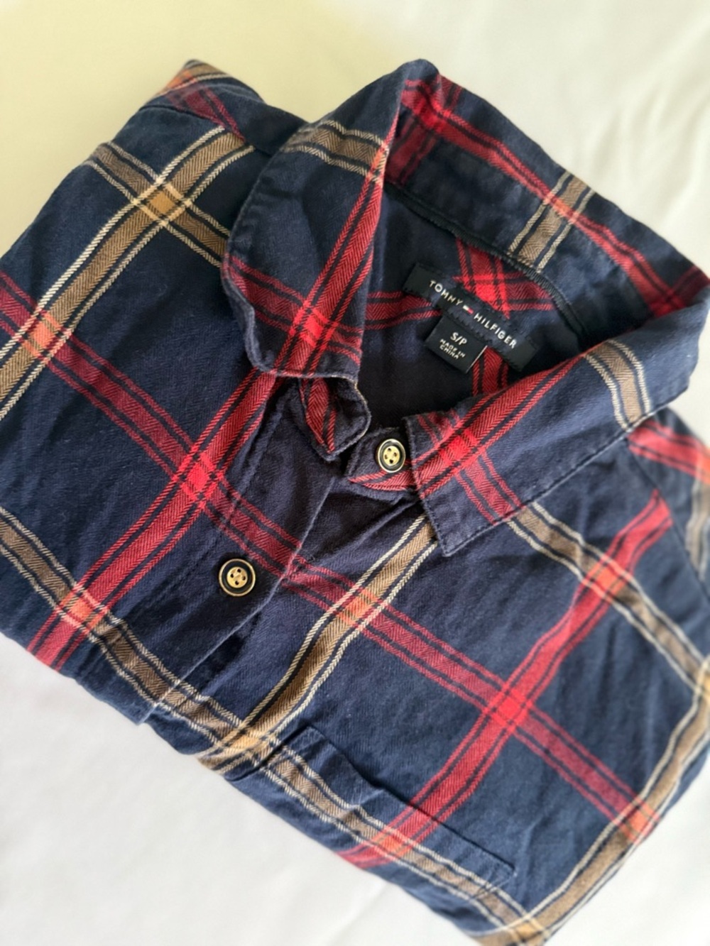 Tommy Hilfiger Navy, Red & Tan Plaid Dress Women’s Small 100% Cotton